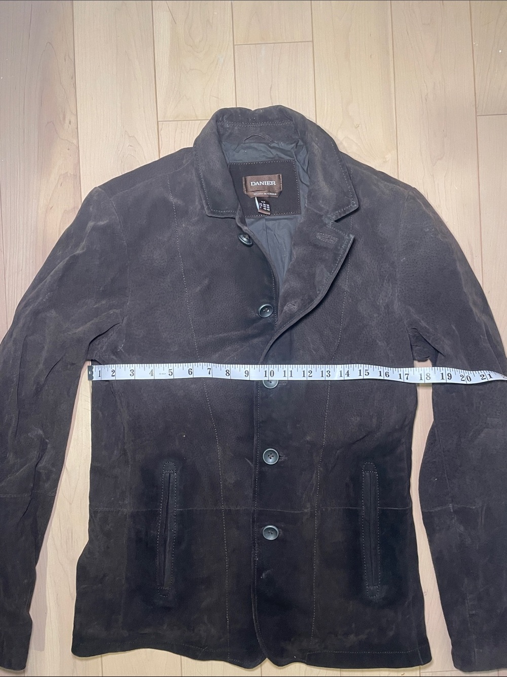 DANIER Jacket Dark Brown Suede Button-Front Shirt Coat with Pockets Unisex - Picture 5 of 8